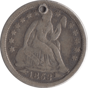 1853 SILVER USA 1 DIME - SILVER WORLD COINS - Cambridgeshire Coins