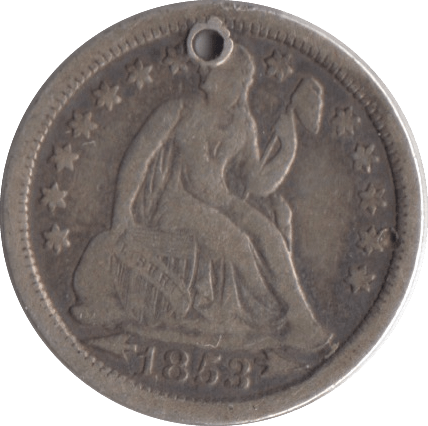1853 SILVER USA 1 DIME - SILVER WORLD COINS - Cambridgeshire Coins