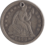 1853 SILVER USA 1 DIME - SILVER WORLD COINS - Cambridgeshire Coins