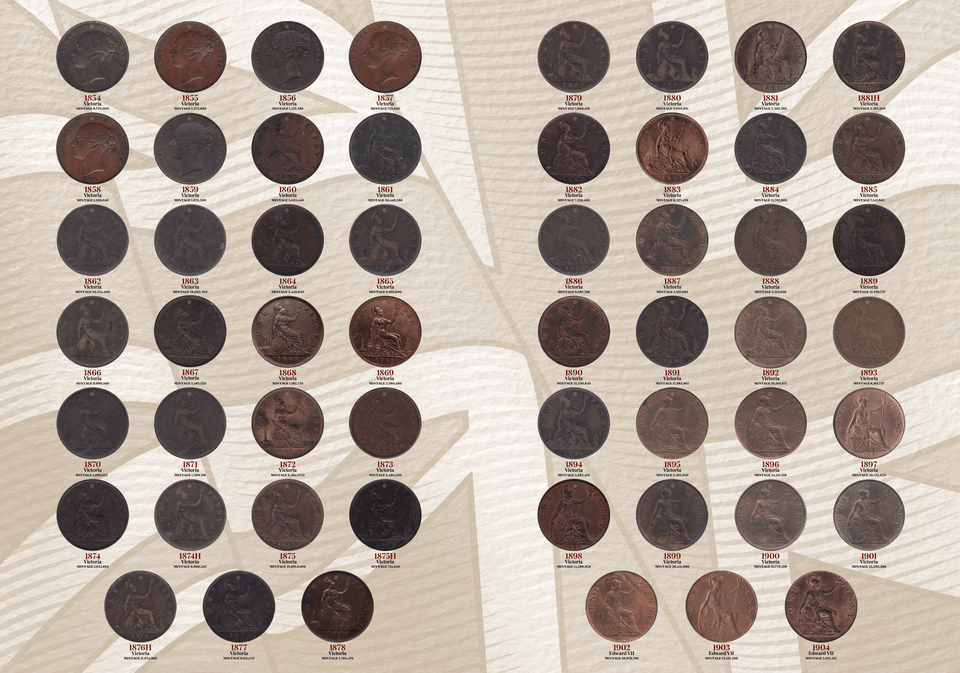 1854 - 1904 GREAT BRITISH PENNY COIN COLLECTION ALBUM STOCKING FILLER ...