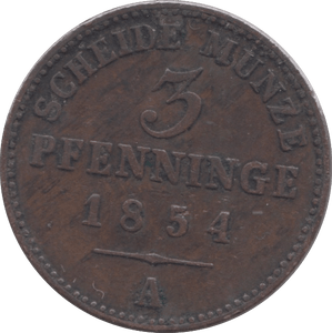 1854 3 PFENNIG PRUSSIA - WORLD COINS - Cambridgeshire Coins