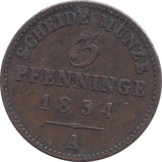 1854 3 PFENNIG PRUSSIA - WORLD COINS - Cambridgeshire Coins