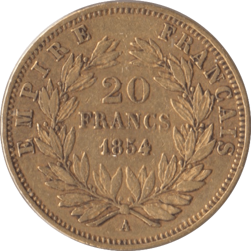 1854 GOLD 20 FRANCS FRANCE ( A ) NAPOLEON III - Gold World Coins - Cambridgeshire Coins