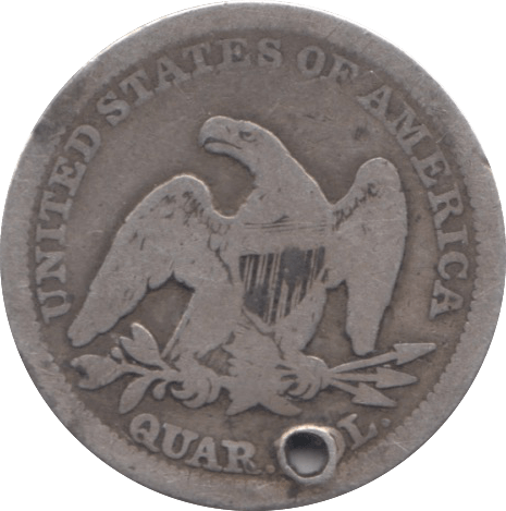 1854 SILVER 1 QUARTER DOLLAR USA HOLED - SILVER WORLD COINS - Cambridgeshire Coins