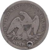 1854 SILVER 1 QUARTER DOLLAR USA HOLED - SILVER WORLD COINS - Cambridgeshire Coins