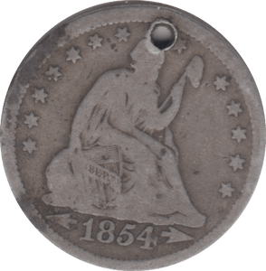 1854 SILVER 1 QUARTER DOLLAR USA HOLED - SILVER WORLD COINS - Cambridgeshire Coins