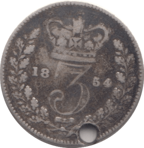 1854 THREEPENCE ( FINE ) HOLED - Threepence - Cambridgeshire Coins