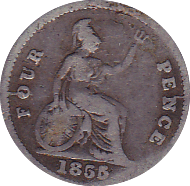 1855 FOURPENCE ( FAIR ) D - Fourpence - Cambridgeshire Coins
