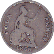 1855 FOURPENCE ( FAIR ) - Fourpence - Cambridgeshire Coins