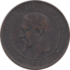 1855 FRANCE 10 CENTIMES - WORLD COINS - Cambridgeshire Coins