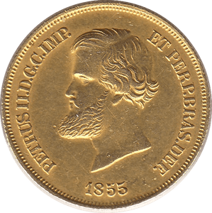 1855 GOLD 10,000 REIS BRAZIL - Gold World Coins - Cambridgeshire Coins