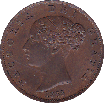 1855 HALFPENNY ( UNC ) - Halfpenny - Cambridgeshire Coins