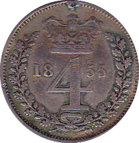 1855 MAUNDY FOURPENCE ( F ) - Maundy Coins - Cambridgeshire Coins