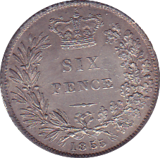 1855 SIXPENCE ( EF ) - Sixpence - Cambridgeshire Coins