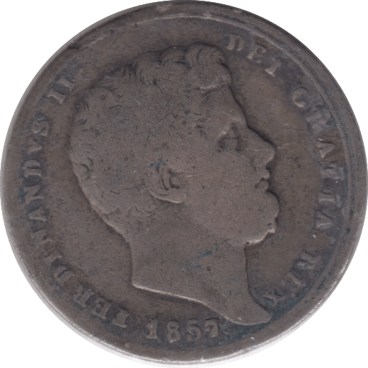 1857 120 GRANA NAPLES SILVER ITALY SCARCE - SILVER WORLD COINS - Cambridgeshire Coins