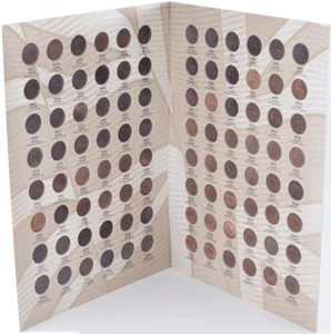 1857 - 1956 GREAT BRITISH FARTHING COIN COLLECTION ALBUM HOLDS 96 COINS - Coin Album - Cambridgeshire Coins