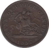 1857 BANK OF CANADA ONE PENNY TOKEN - Token - Cambridgeshire Coins