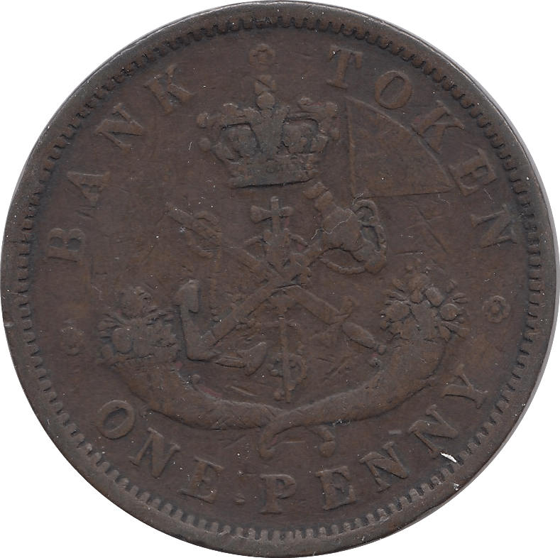 1857 BANK OF CANADA ONE PENNY TOKEN - Token - Cambridgeshire Coins