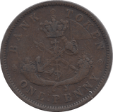 1857 BANK OF CANADA ONE PENNY TOKEN - Token - Cambridgeshire Coins