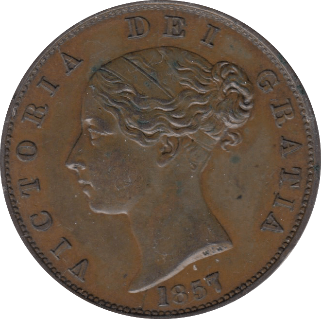 1857 HALFPENNY ( AUNC ) 4 - Halfpenny - Cambridgeshire Coins