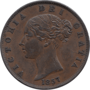 1857 HALFPENNY ( AUNC ) - Halfpenny - Cambridgeshire Coins