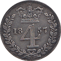 1857 MAUNDY FOURPENCE ( GVF ) - Maundy Coins - Cambridgeshire Coins