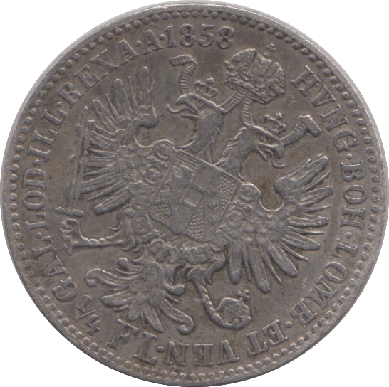 1858 AUSTRIA HUNGARY SILVER ONE FLORIN - SILVER WORLD COINS - Cambridgeshire Coins
