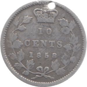 1858 CANADA SILVER 10 CENTS - SILVER WORLD COINS - Cambridgeshire Coins