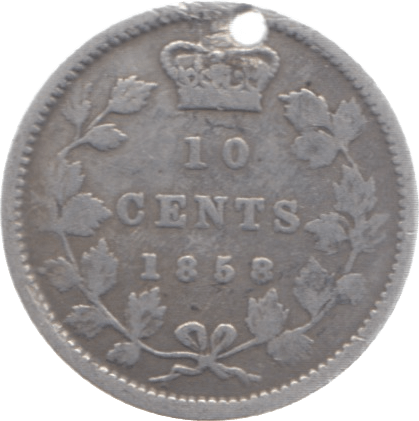 1858 CANADA SILVER 10 CENTS - SILVER WORLD COINS - Cambridgeshire Coins