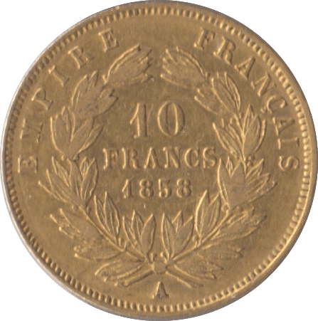 1858 GOLD 10 FRANCS FRANCE - Gold World Coins - Cambridgeshire Coins