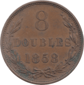 1858 GUERNSEY 8 DOUBLES - WORLD COINS - Cambridgeshire Coins