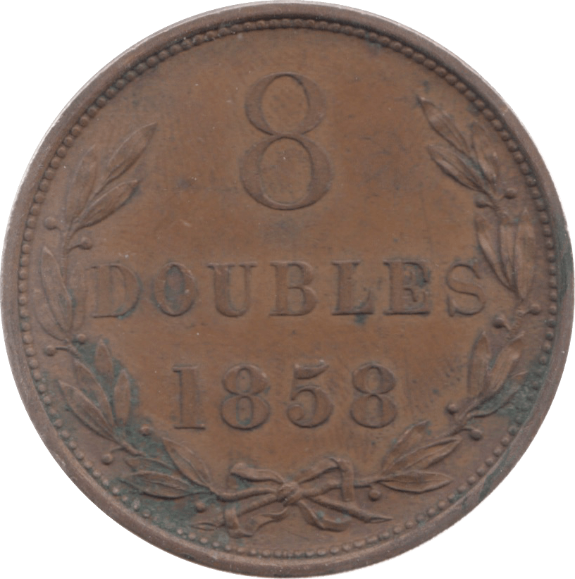 1858 GUERNSEY 8 DOUBLES - WORLD COINS - Cambridgeshire Coins