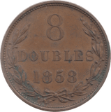 1858 GUERNSEY 8 DOUBLES - WORLD COINS - Cambridgeshire Coins