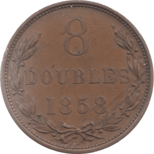 1858 GUERNSEY 8 DOUBLES - WORLD COINS - Cambridgeshire Coins