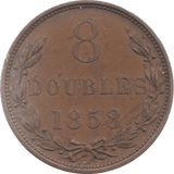 1858 GUERNSEY 8 DOUBLES - WORLD COINS - Cambridgeshire Coins