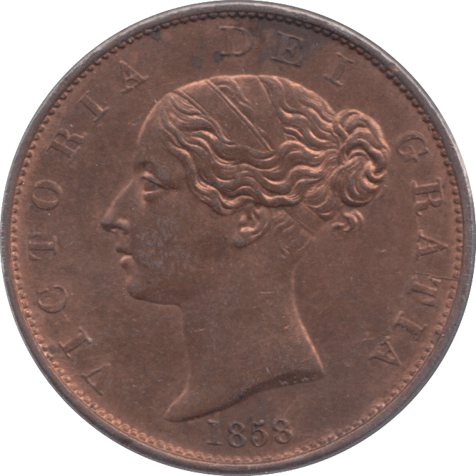 1858 HALFPENNY ( UNC ) - Halfpenny - Cambridgeshire Coins