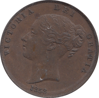 1858 PENNY ( EF ) A - Penny - Cambridgeshire Coins