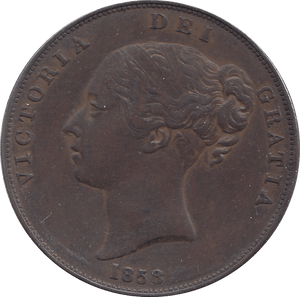 1858 PENNY ( GVF ) B - Penny - Cambridgeshire Coins
