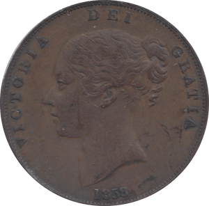 1858 PENNY ( VF ) 3 - Penny - Cambridgeshire Coins