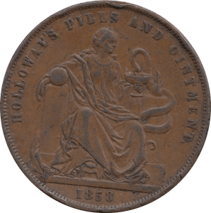 1858 Professor Holloway Penny Token - Token - Cambridgeshire Coins