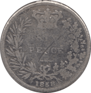 1858 SIXPENCE ( FAIR ) - Sixpence - Cambridgeshire Coins