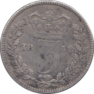 1858 THREEPENCE ( NF ) - Threepence - Cambridgeshire Coins