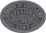 1858 TOKEN PARISH OF TALSERF SCOTLAND SCOTTISH PEW TOKEN - Token - Cambridgeshire Coins