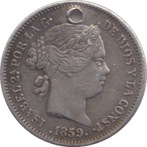 1859 SILVER SPAIN ONE REAL - SILVER WORLD COINS - Cambridgeshire Coins