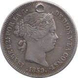 1859 SILVER SPAIN ONE REAL - SILVER WORLD COINS - Cambridgeshire Coins