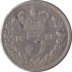 1859 SILVER THREEPENCE ( FINE ) - Threepence - Cambridgeshire Coins