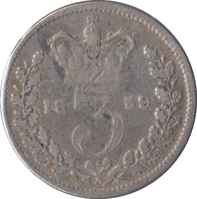 1859 SILVER THREEPENCE ( FINE ) - Threepence - Cambridgeshire Coins
