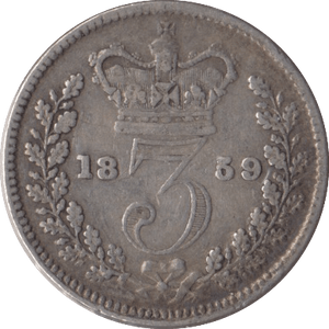 1859 SILVER THREEPENCE ( FINE ) - Threepence - Cambridgeshire Coins