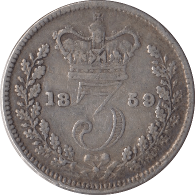 1859 SILVER THREEPENCE ( FINE ) - Threepence - Cambridgeshire Coins