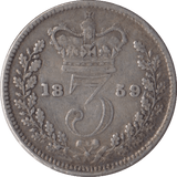 1859 SILVER THREEPENCE ( FINE ) - Threepence - Cambridgeshire Coins